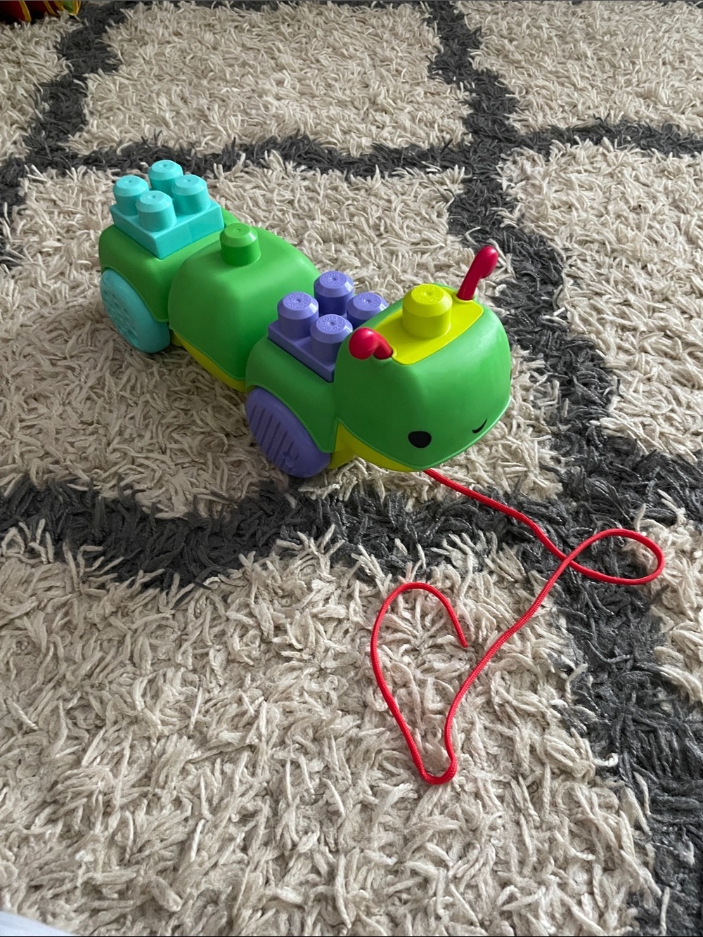 Mega Bloks Kids Pull-Along Stacking Caterpillar Toy - Green 14 Inch length